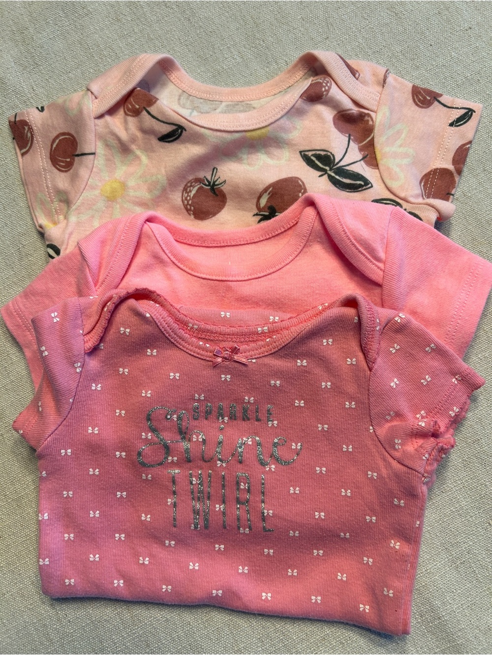 Disney Carter’s Member’s Mark Baby Girl 3M Bodysuit 3 Piece Lot
